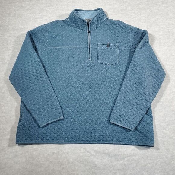 Eddie Bauer Sweater Mens 2XL Blue Quilted Fortify Single Pocket 1/4 Zip Pullover - Picture 1 of 9